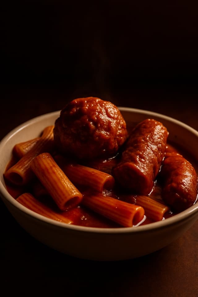 Sunday gravy with rigatoni